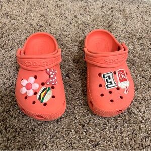 CROCS Toddler Classic Clog Size 8 Orange with Jibbitz